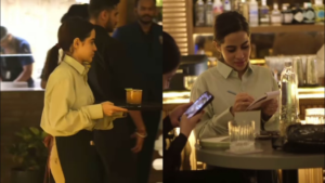 Urfi Javed working as a waitress at a restaurant